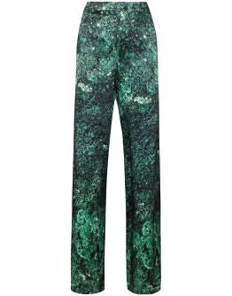 graphic-print silk trousers