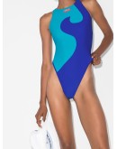 wave-print swimsuit