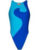 wave-print swimsuit