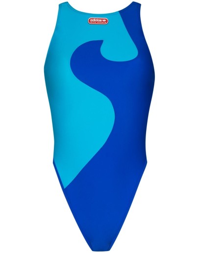 wave-print swimsuit