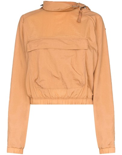 zip neck logo hoodie