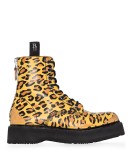 leopard-print leather boots