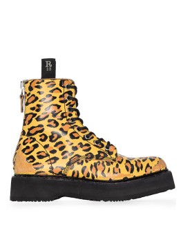 leopard-print leather boots