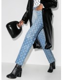 Moon-print faded-effect jeans