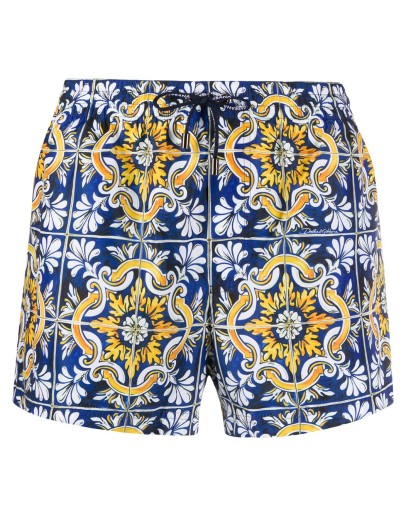 maiolica print swimming shorts