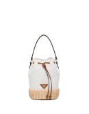 Small logo plaque wicker bucket bag