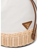 Small logo plaque wicker bucket bag
