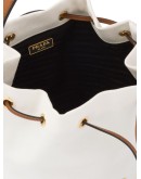 Small logo plaque wicker bucket bag