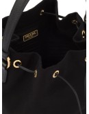 logo plaque wicker bucket bag