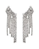 silver-tone fringed crystal earrings