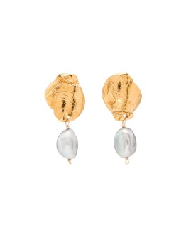 24kt gold-plated sterling silver pearl earrings