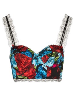 floral-print lace bustier top