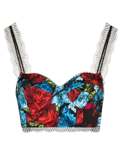 floral-print lace bustier top