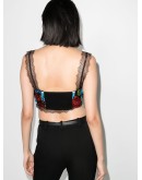 floral-print lace bustier top