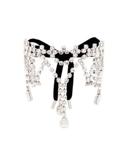 silver-tone crystal-embellished choker