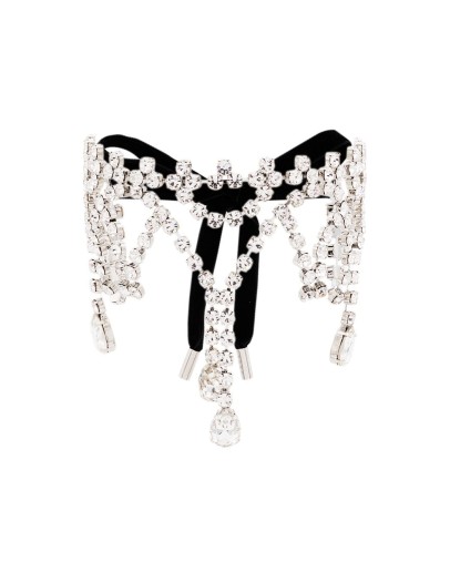 silver-tone crystal-embellished choker