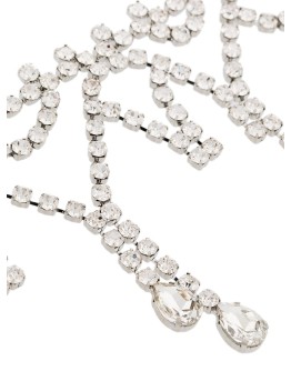 silver-tone crystal-embellished choker
