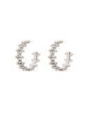 silver-tone crystal-embellished hoop earrings