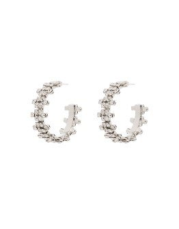 silver-tone crystal-embellished hoop earrings