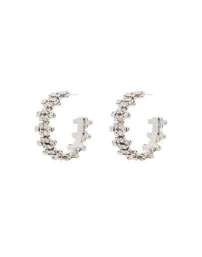 silver-tone crystal-embellished hoop earrings