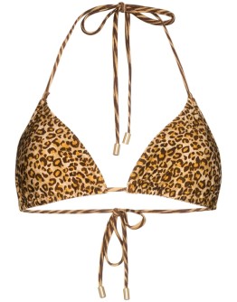 Empire leopard-print halterneck bikini top