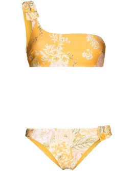 Amelie one-shoulder floral-print bikini set