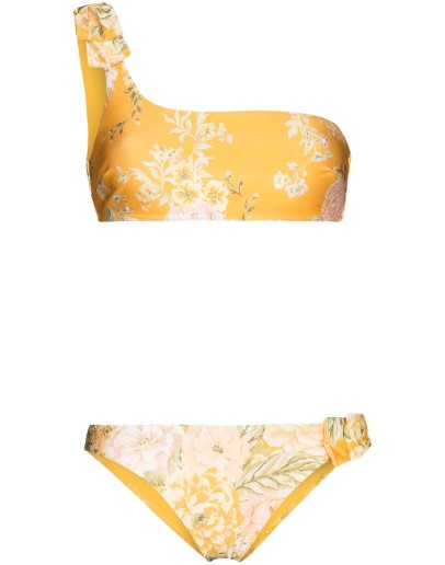Amelie one-shoulder floral-print bikini set