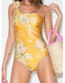 Amelie floral-print one-shoulder swimsuit
