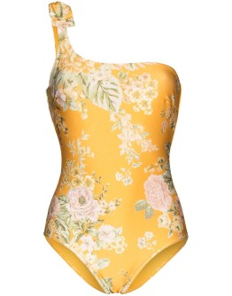 Amelie floral-print one-shoulder swimsuit