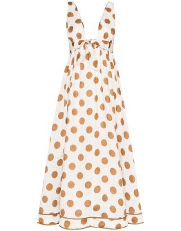 Empire polka-dot maxi dress