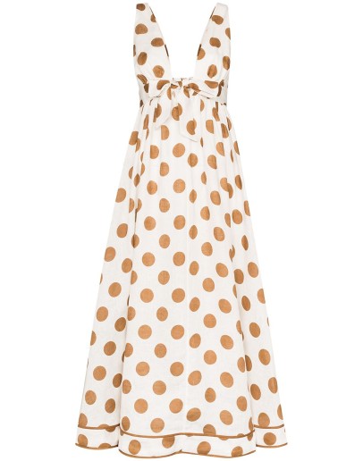 Empire polka-dot maxi dress