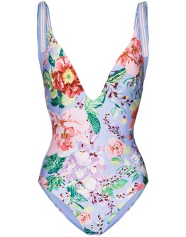 Deep V-neck floral swimsuit 