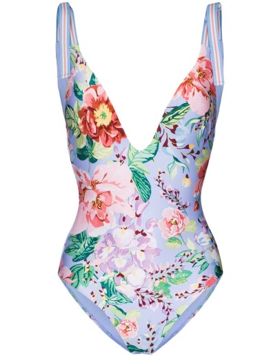 Deep V-neck floral swimsuit 