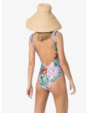 Deep V-neck floral swimsuit 