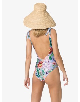 Deep V-neck floral swimsuit 