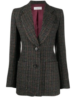 single breasted houndstooth jacket