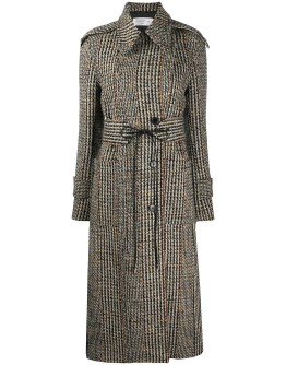 tie-waist tweed tench coat
