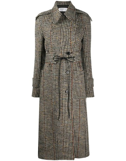 tie-waist tweed tench coat