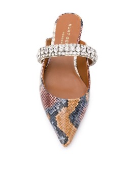 Princely snakeskin print mules