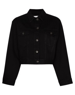 VLTN logo-print cropped denim jacket