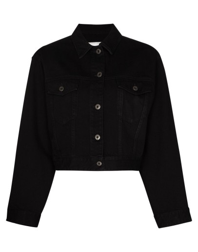 VLTN logo-print cropped denim jacket