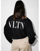 VLTN logo-print cropped denim jacket