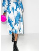 ceramic print pleated midi skirt