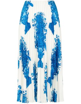ceramic print pleated midi skirt