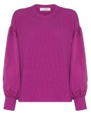 balloon-sleeve fine-knit jumper