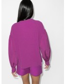 balloon-sleeve fine-knit jumper
