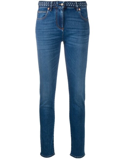 braided-waistband skinny jeans