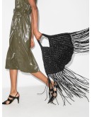 large woven vegan-leather basket tote bag