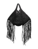 large woven vegan-leather basket tote bag