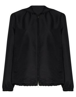 logo-print faille hooded jacket